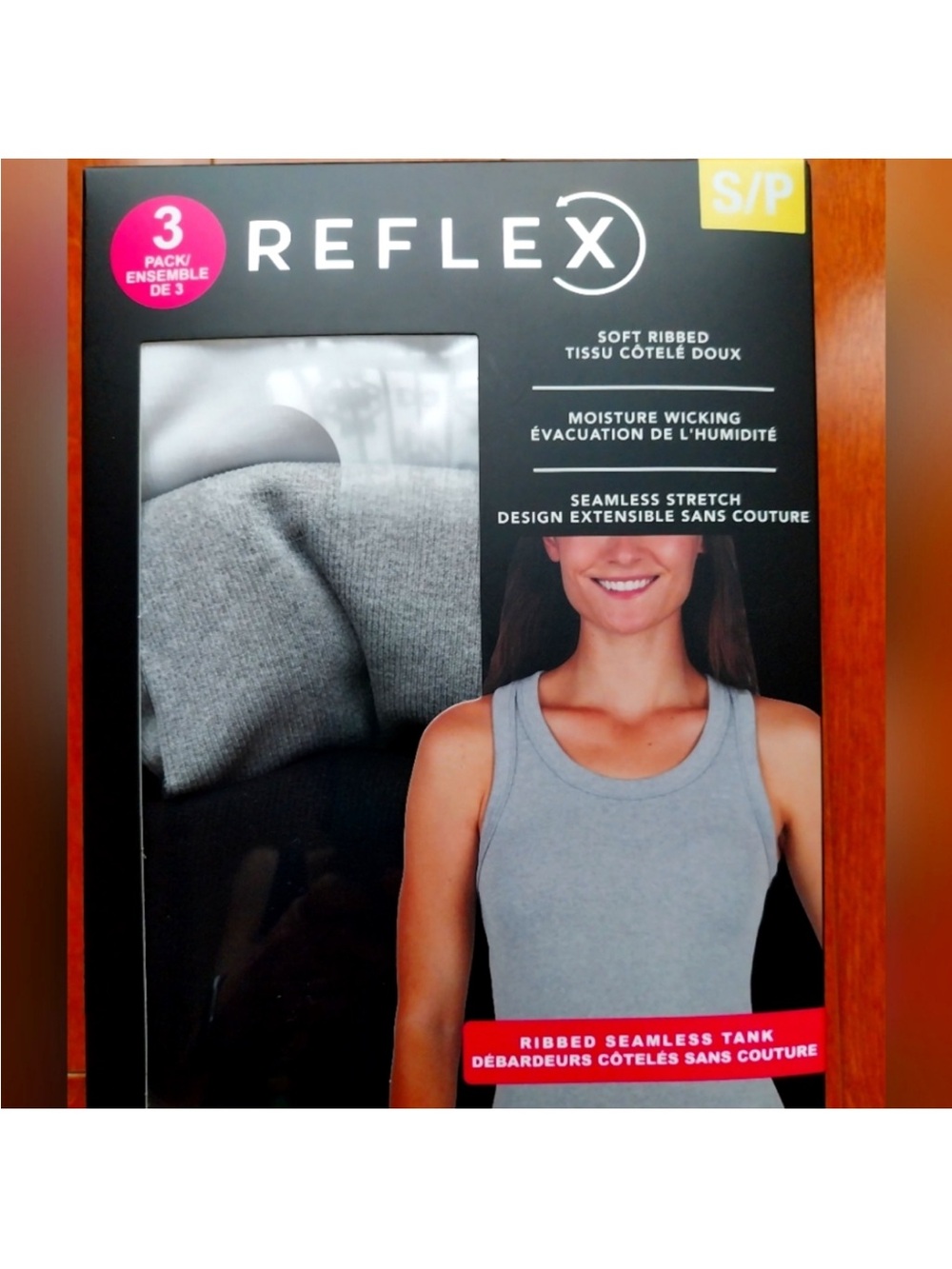 Reflex Seamless Tank Trio -gray , black and white size S NWT